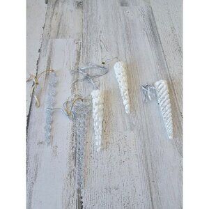 Glitter icicle ornament set white silver